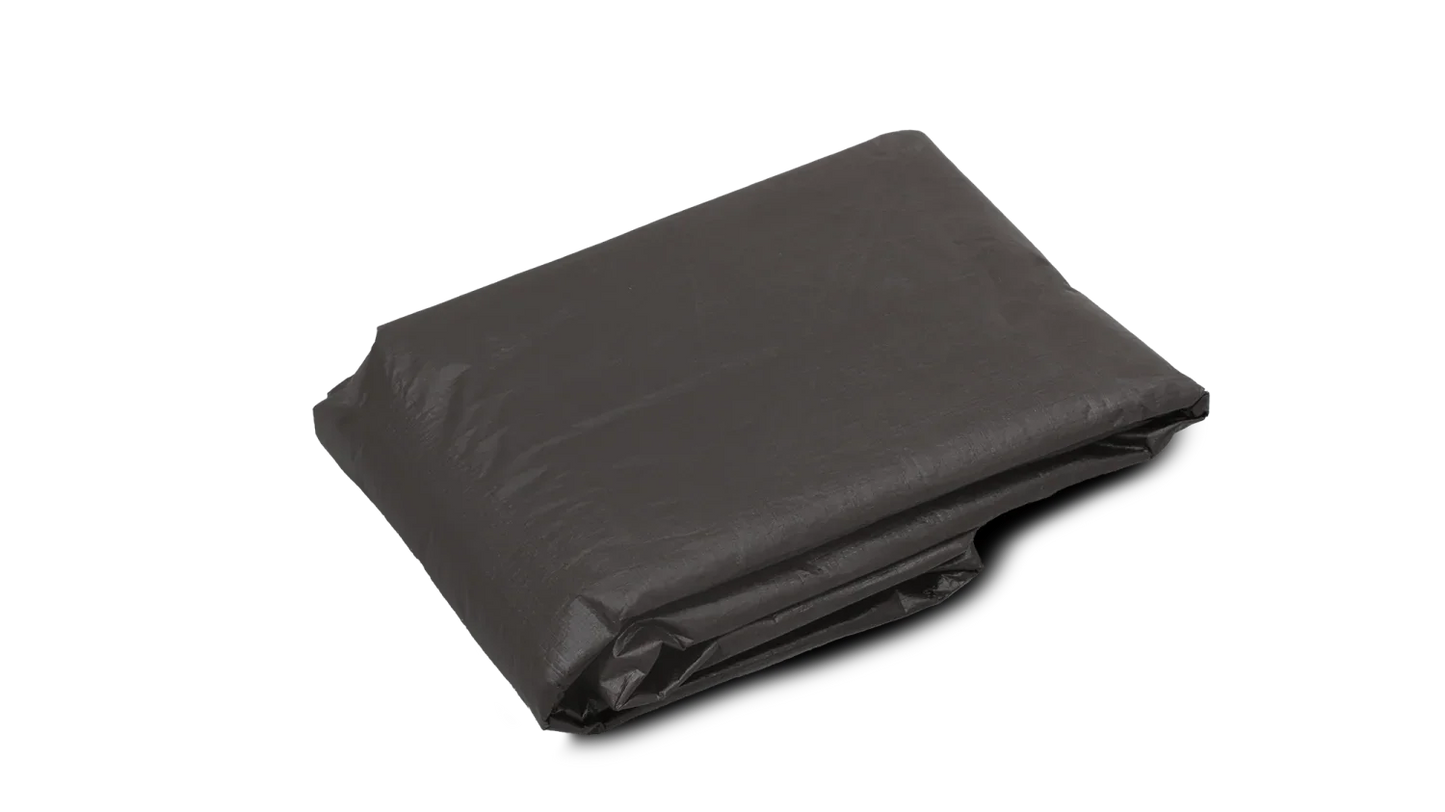 Black waterproof camping tarp for outdoor adventures and gear protection