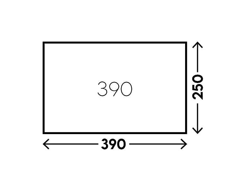390x250 dimension diagram for outdoor gear sizing