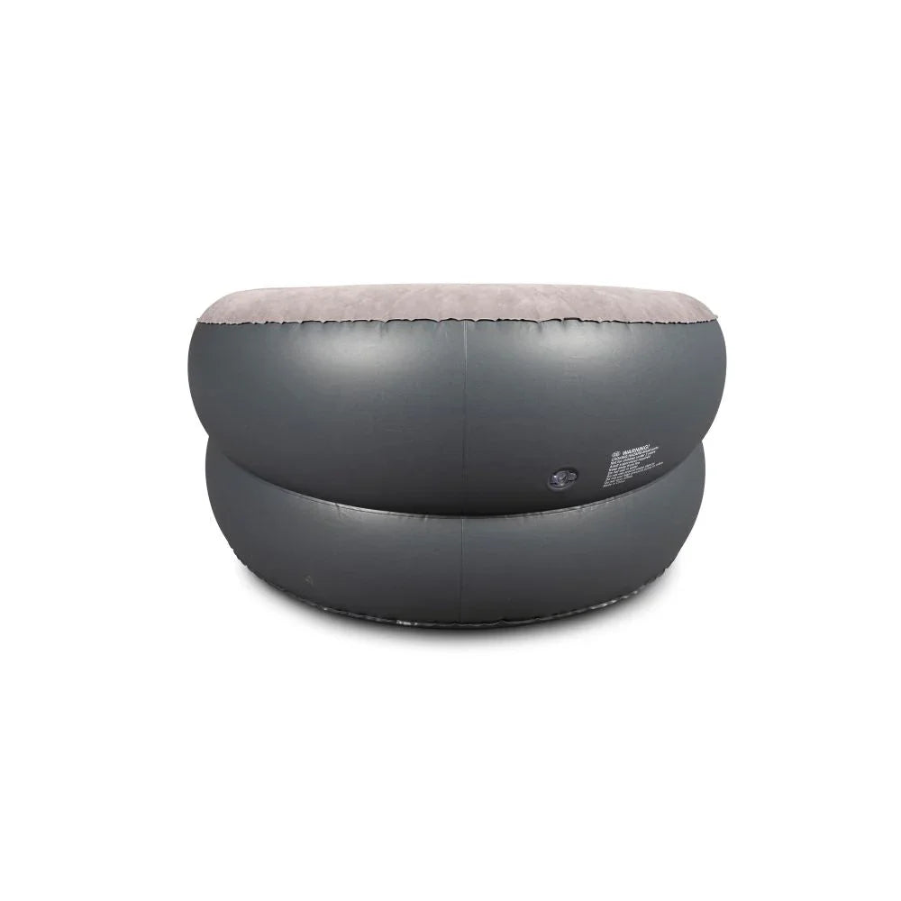 Inflatable camping seat with gray base and beige cushion, ideal for outdoor adventures and caravanning