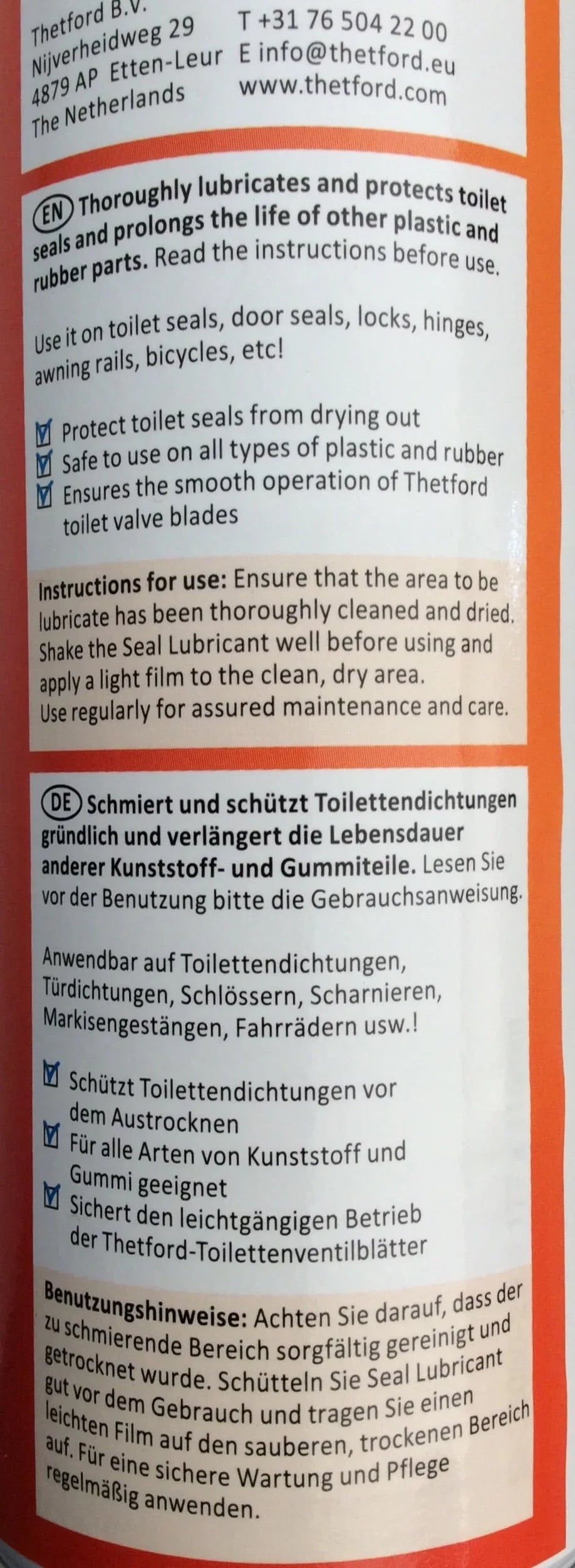 Thetford toilet seal lubricant 200ml
