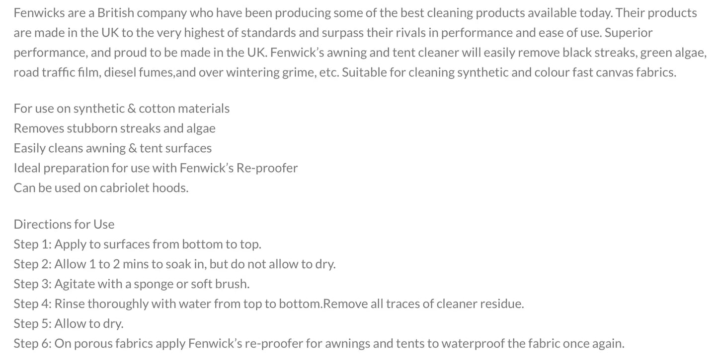 Fenwicks awning cleaner