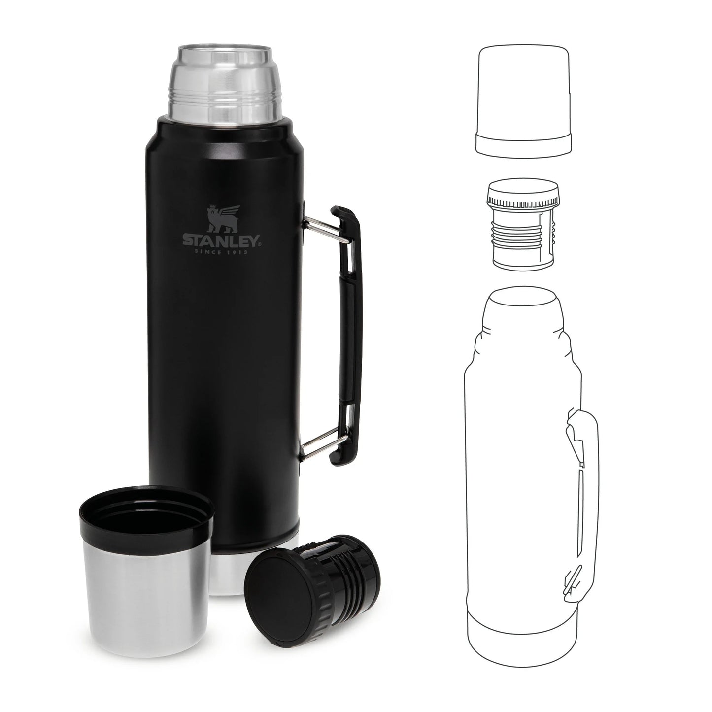 Stanley Classic Legendary Bottle 1L Matte Black Pebble