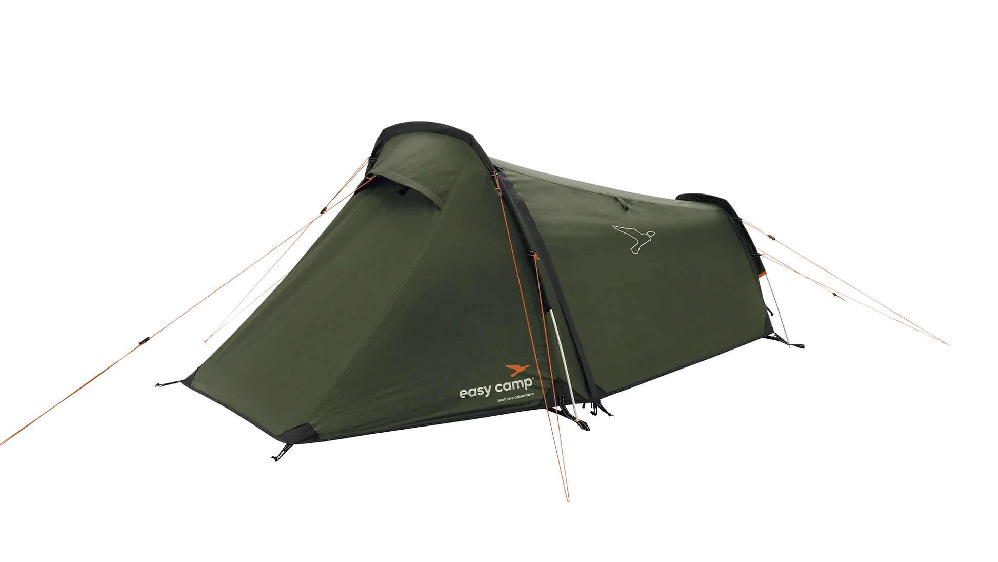 Green easy camp tent with orange guy lines for outdoor camping adventures