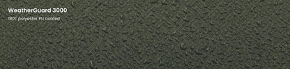 WeatherGuard 3000 180T polyester PU coated fabric with water droplets for outdoor gear