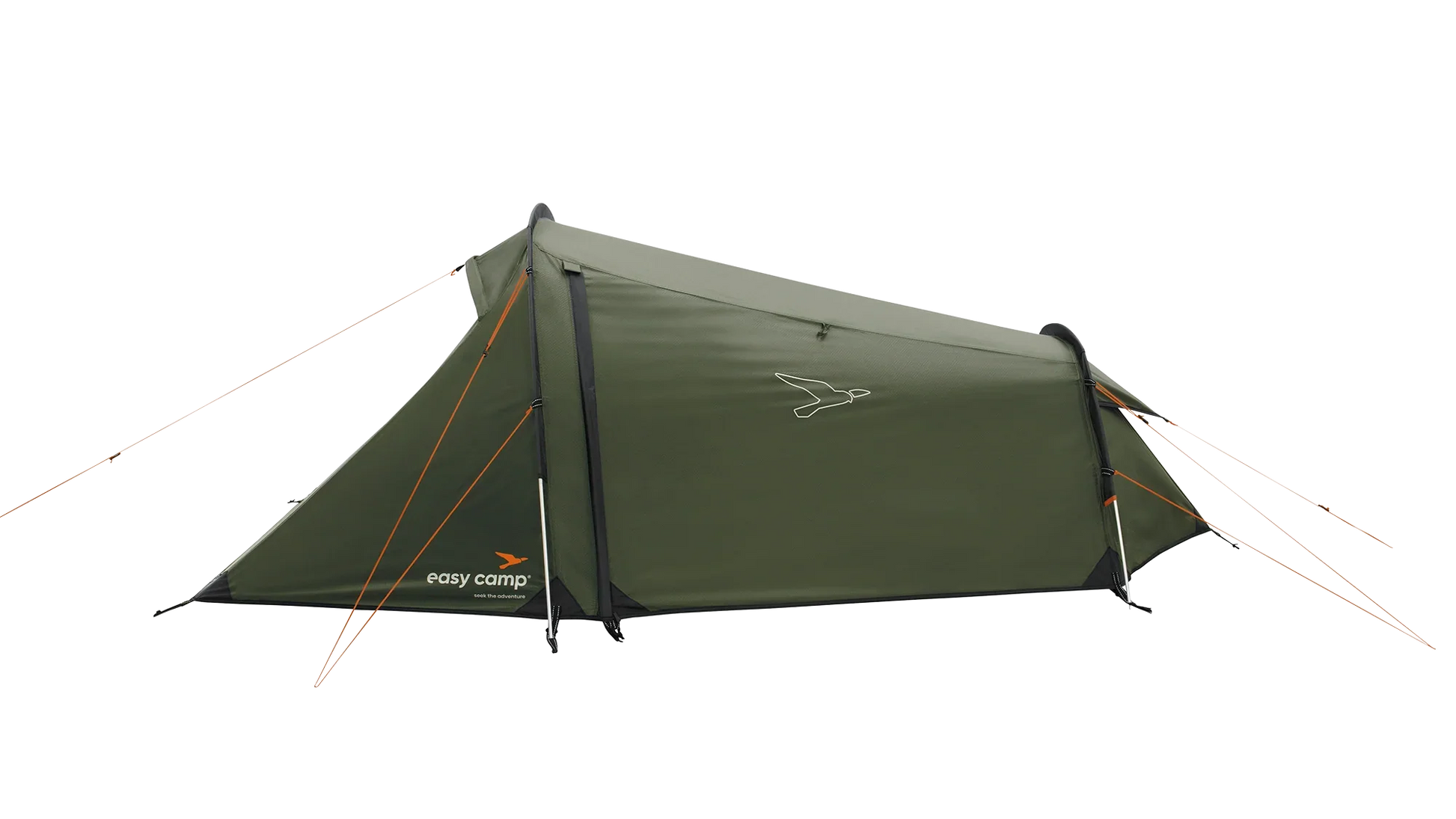 Green easy camp tent with orange guy lines for outdoor camping adventures