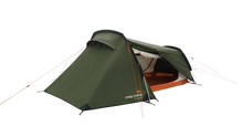 Green easy camp tent with orange accents, ideal for outdoor camping adventures
