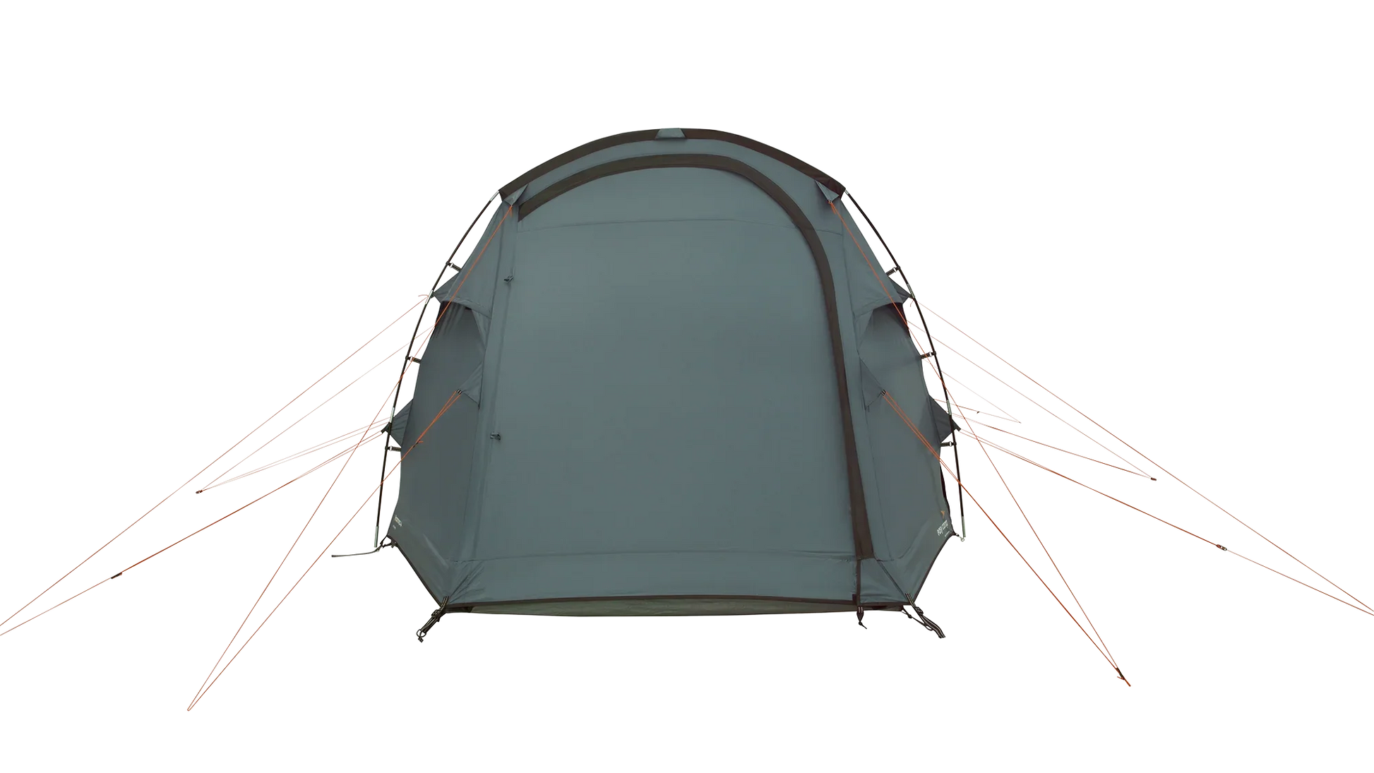 Gray camping tent with orange guy lines, ideal for outdoor adventures and caravanning trips.