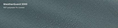WeatherGuard 3000 190T polyester PU coated fabric with water droplets showcasing waterproof durability