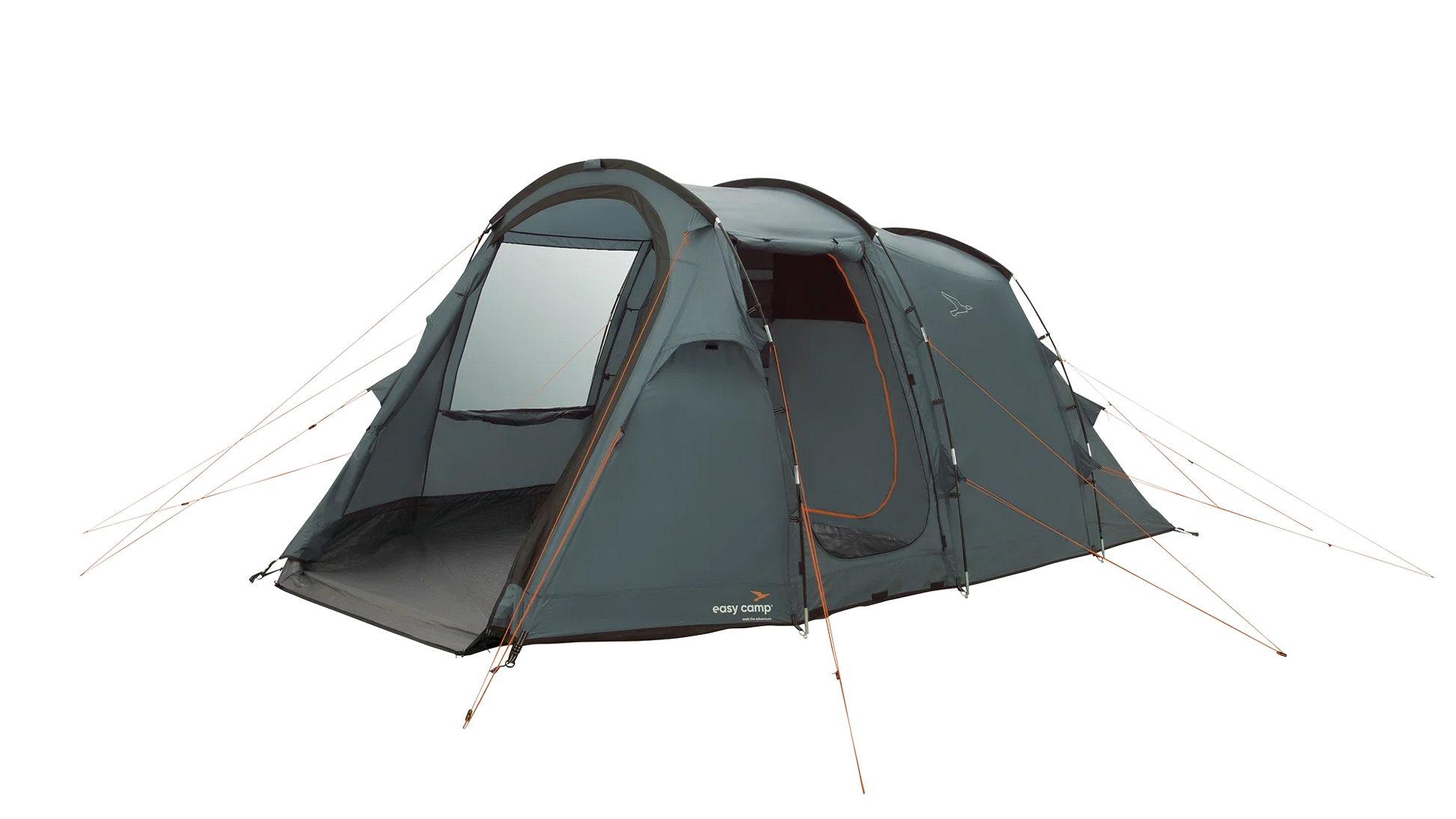 Grey Easy Camp tent with orange accents, ideal for camping adventures and outdoor gear needs.