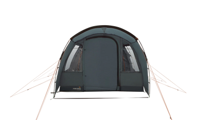 Easy Camp camping tent with mesh windows and orange guy lines for outdoor adventures