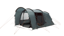 Easy Camp family tent with mesh windows and orange guy lines for camping adventures