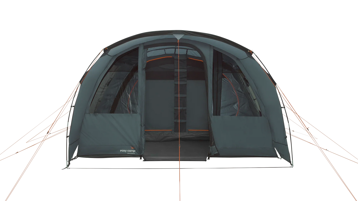 Easy Camp family tent with spacious interior and orange accents for outdoor camping adventures