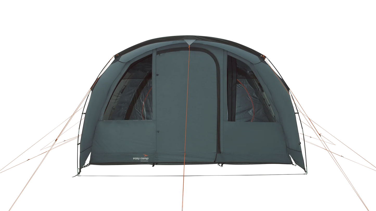 Easy Camp tent with orange guy lines, ideal for camping adventures and outdoor gear needs.