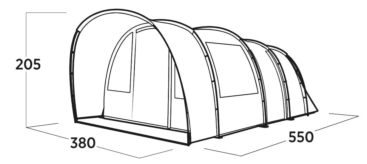 Large camping tent with dimensions 550x380x205 for outdoor adventures