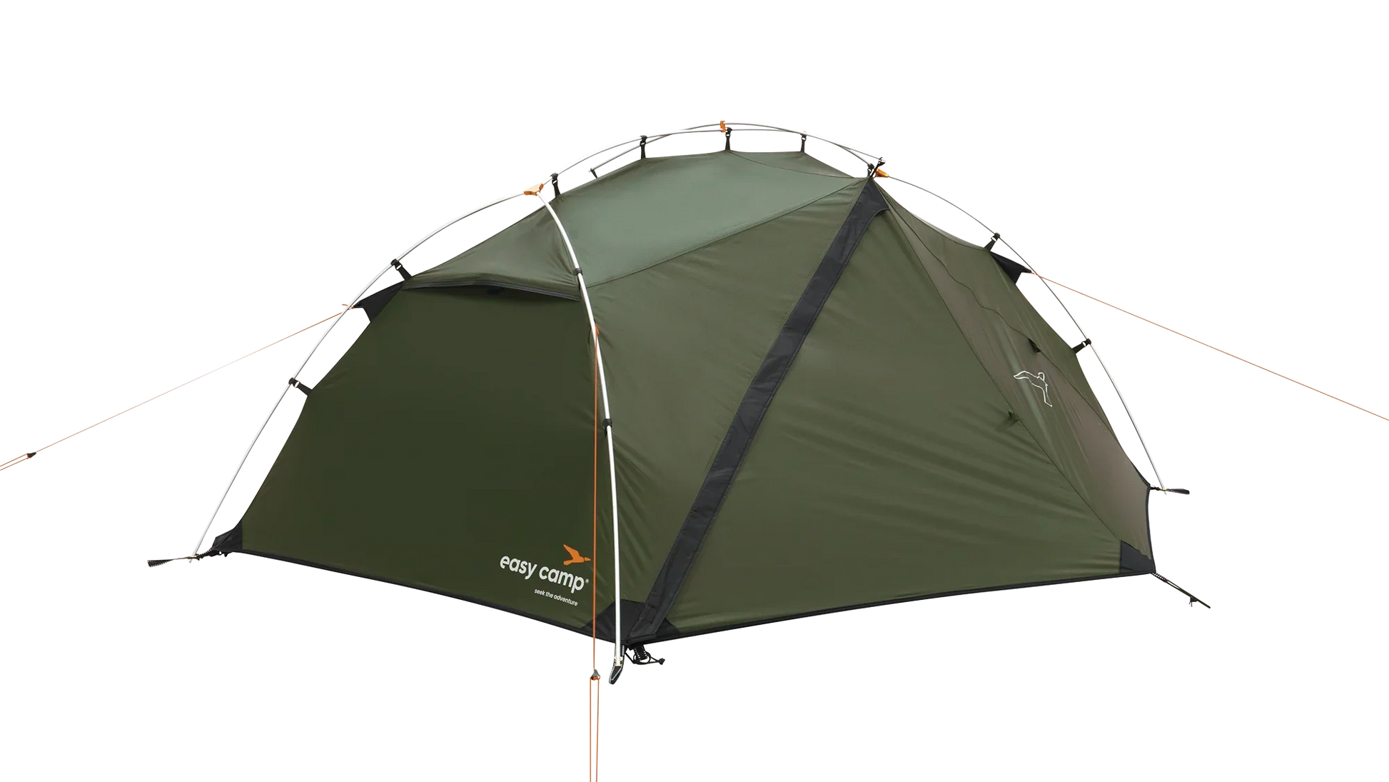 Green easy camp tent with orange accents, ideal for outdoor camping adventures