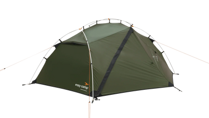 Green easy camp tent with orange accents, ideal for outdoor camping adventures