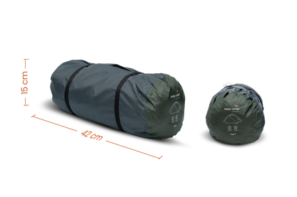 Compact camping tent storage bags with 42cm and 15cm dimensions for easy outdoor gear transport