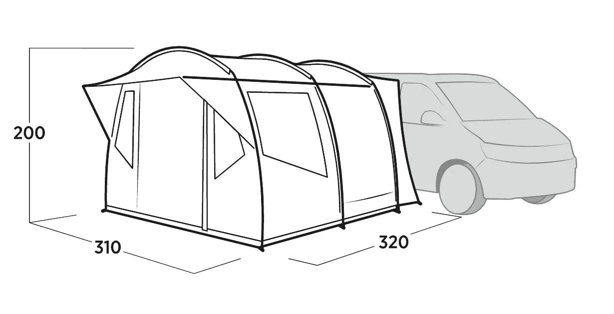 Caravan awning dimensions diagram for camping and outdoor adventures