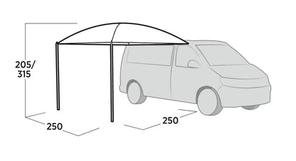 Motorhome awning dimensions diagram for camping and outdoor adventures
