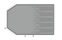 Top-down view of a gray hexagonal object with icons on a white background