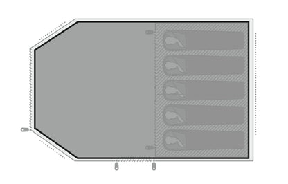 Top-down view of a gray hexagonal object with icons on a white background