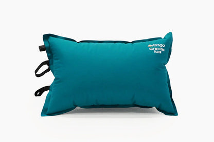 Teal Vango self-inflating camping pillow with carry straps for outdoor adventures