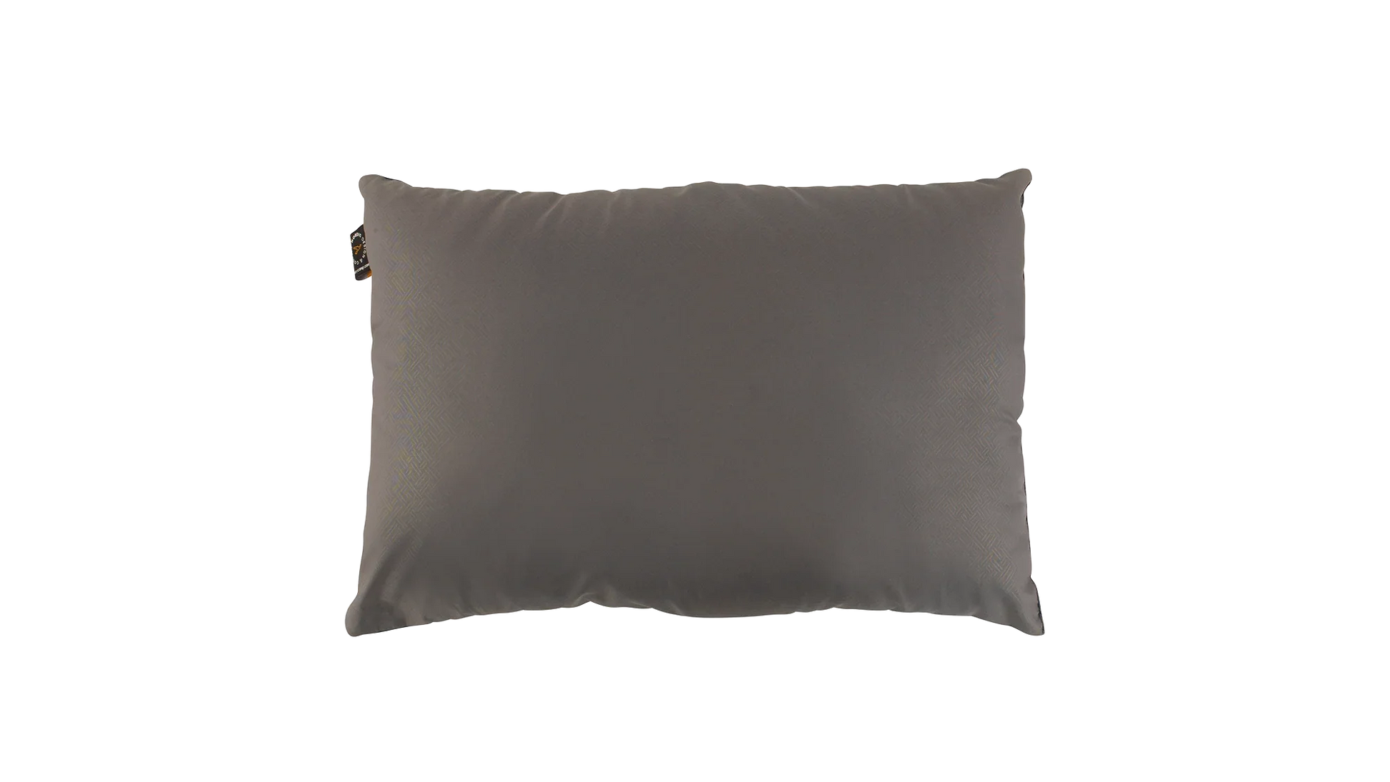 Gray camping pillow with subtle pattern for outdoor adventures and caravanning comfort