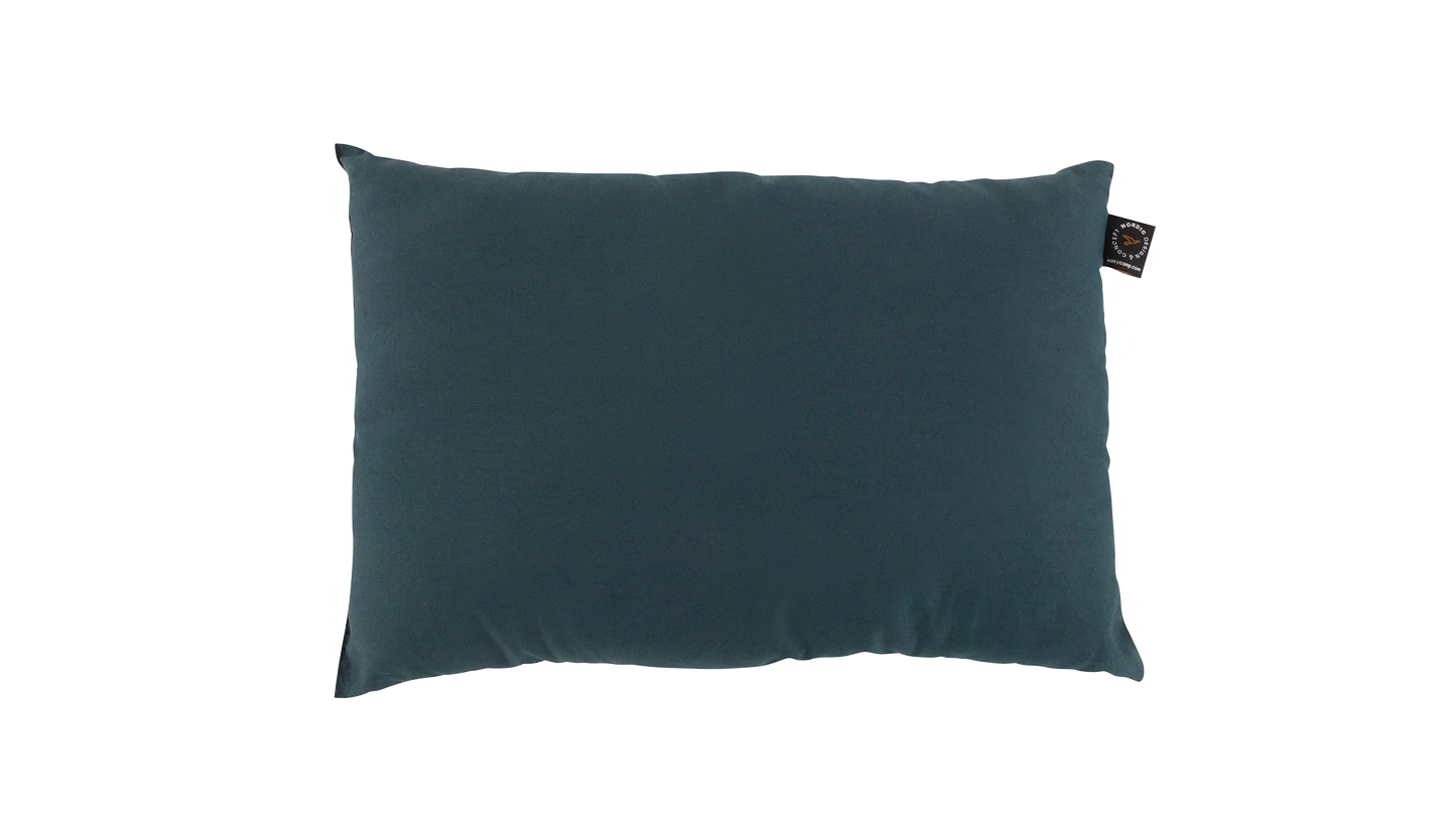Dark teal camping pillow for outdoor adventures and caravanning comfort