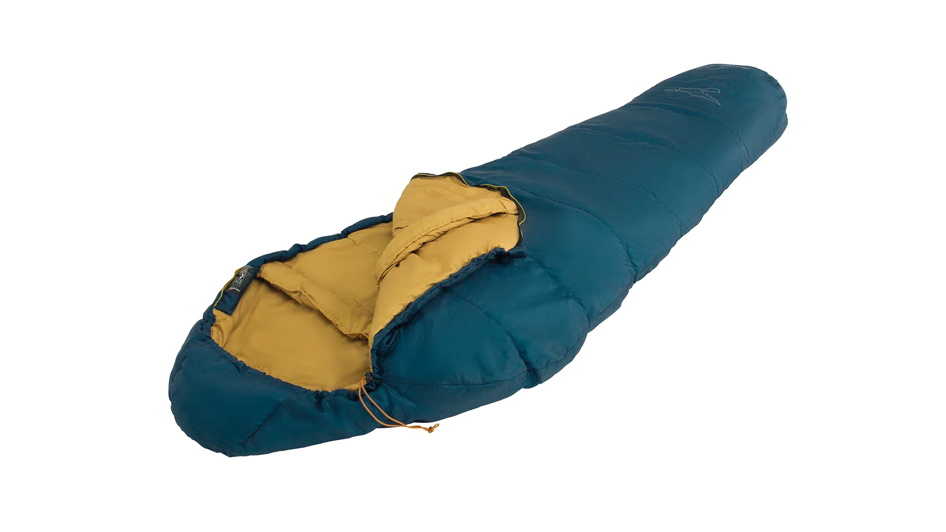 Blue and yellow camping sleeping bag for outdoor adventures