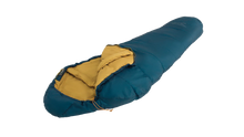 Blue and yellow camping sleeping bag for outdoor adventures