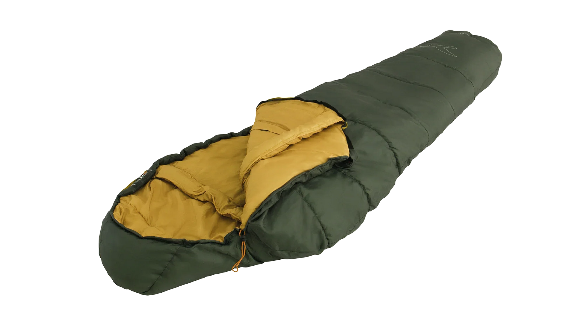 Green and yellow camping sleeping bag for outdoor adventures