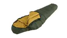 Green and yellow camping sleeping bag for outdoor adventures