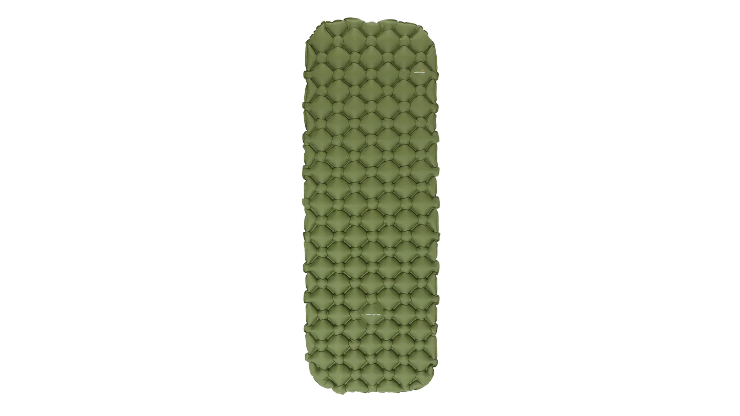 Olive green camping sleeping pad with quilted design for outdoor adventures