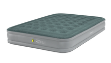Green and gray inflatable air mattress for camping and outdoor adventures