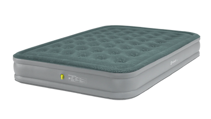 Green and gray inflatable air mattress for camping and outdoor adventures