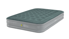 Green and gray inflatable air mattress for camping and outdoor adventures