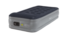 Inflatable airbed with built-in pump for camping and outdoor adventures