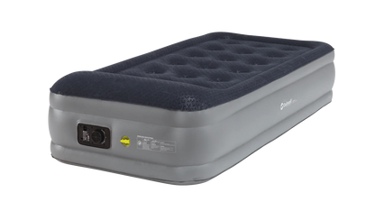 Inflatable airbed with built-in pump for camping and outdoor adventures