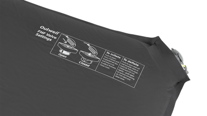 Outwell FHF valve instructions for inflating and deflating camping air mattress, showing open and closed settings.