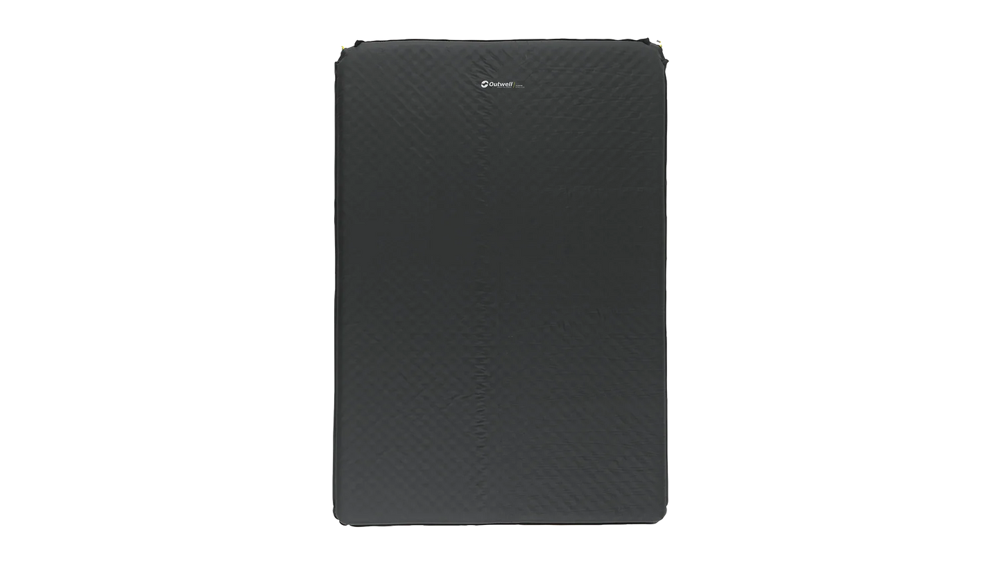 Black Outwell camping mattress with quilted design for outdoor sleeping comfort