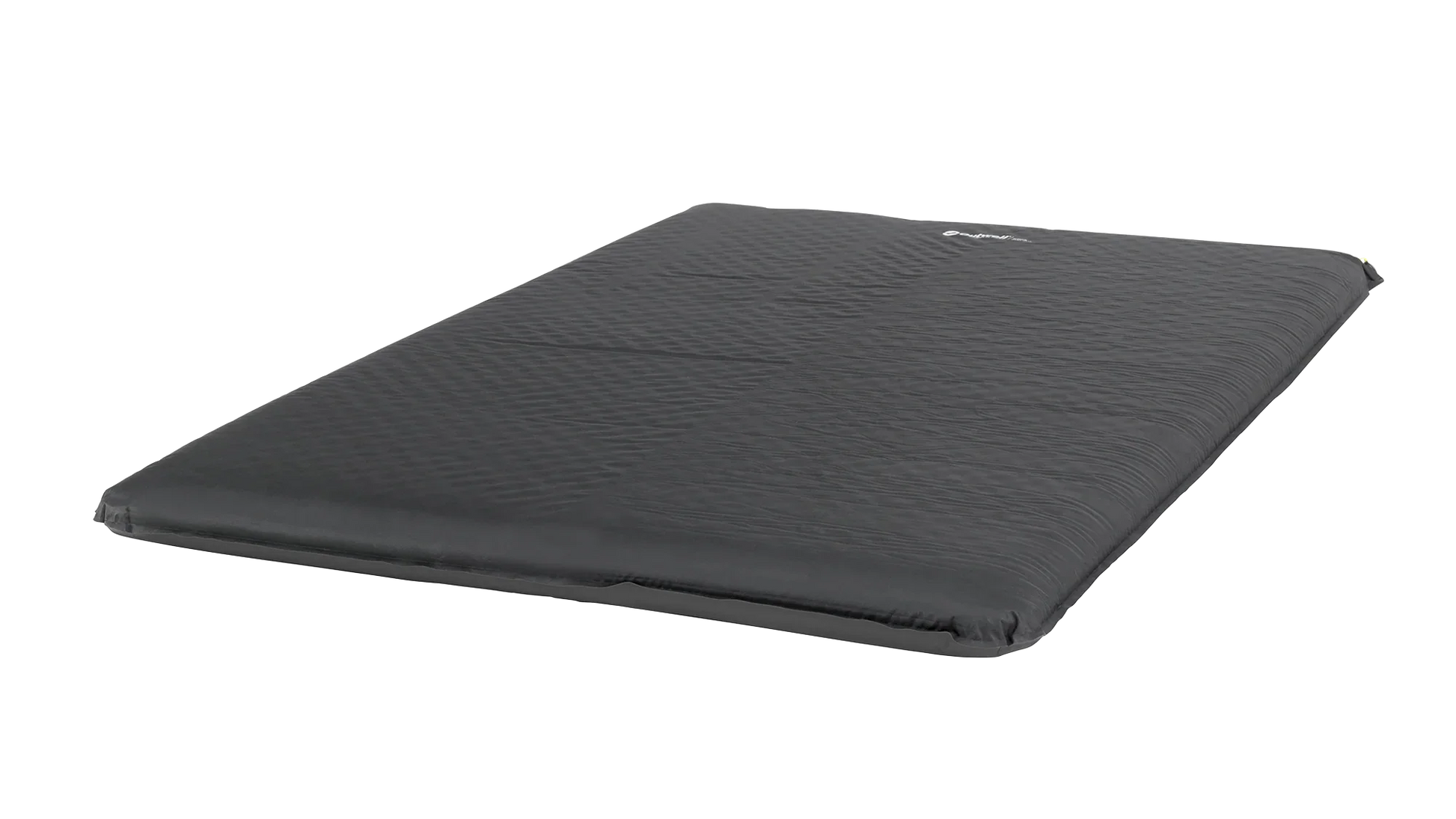 Black inflatable camping mattress with textured surface for outdoor sleeping comfort