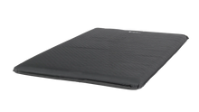 Black inflatable camping mattress with textured surface for outdoor sleeping comfort