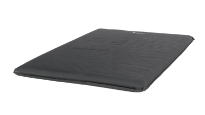 Black inflatable camping mattress with textured surface for outdoor sleeping comfort