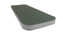 Green camping mattress with gray base for outdoor sleeping comfort