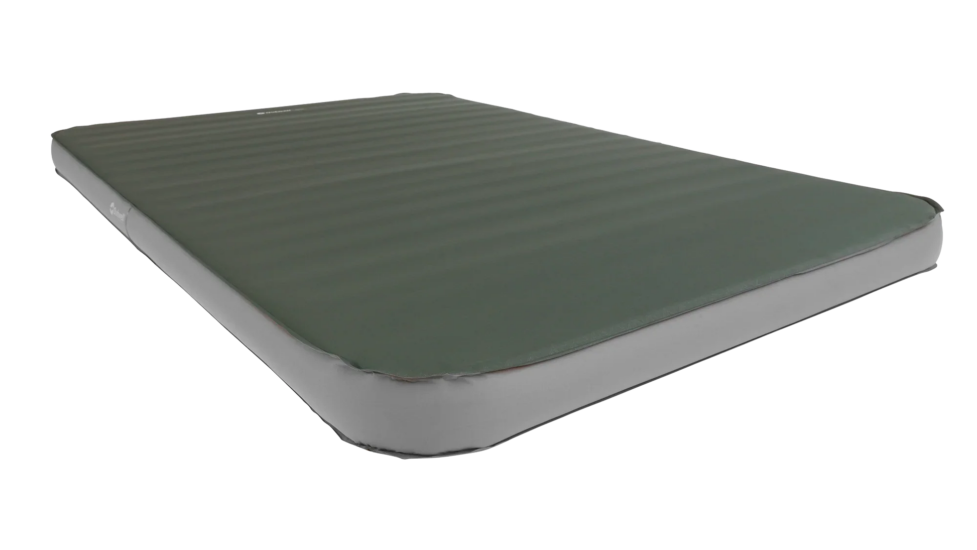 Green camping air mattress with gray sides for outdoor sleeping comfort