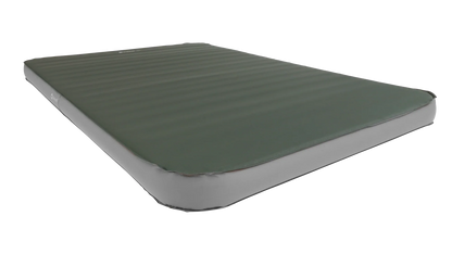 Green camping air mattress with gray sides for outdoor sleeping comfort