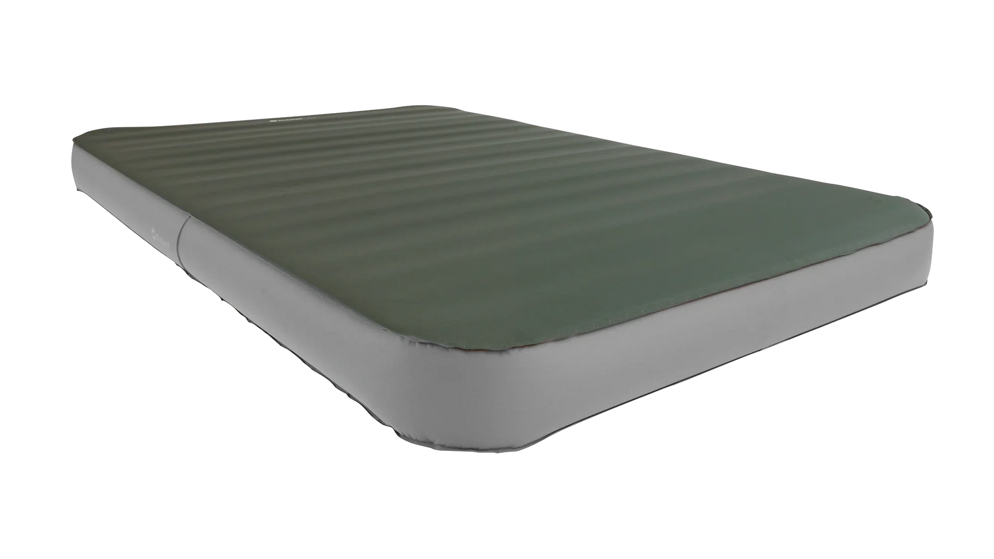 Green and gray inflatable camping mattress for outdoor adventures