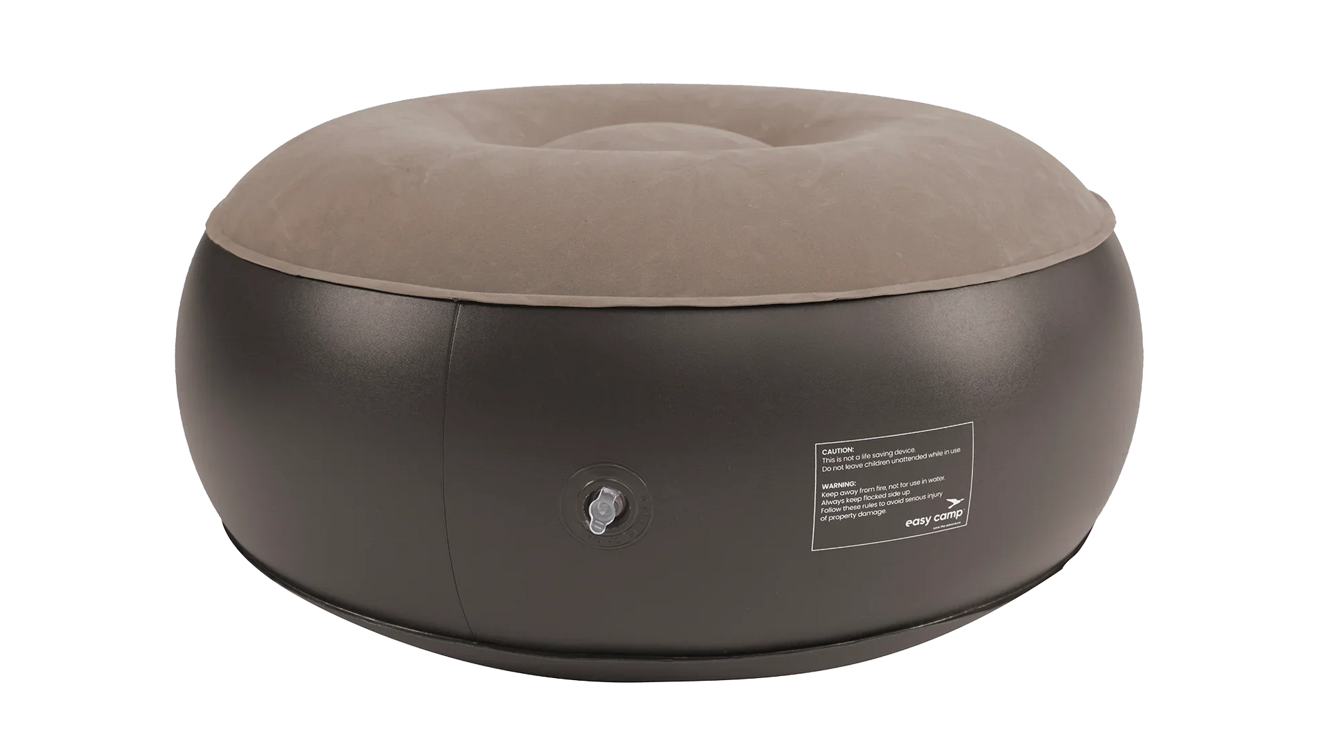 Easy Camp inflatable camping ottoman with plush top, ideal for outdoor relaxation and caravanning comfort
