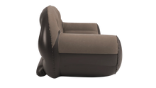 Brown inflatable armchair for camping and outdoor use, portable and comfortable seating