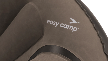 Easy Camp branded camping chair with grey fabric and black trim, ideal for outdoor adventures.
